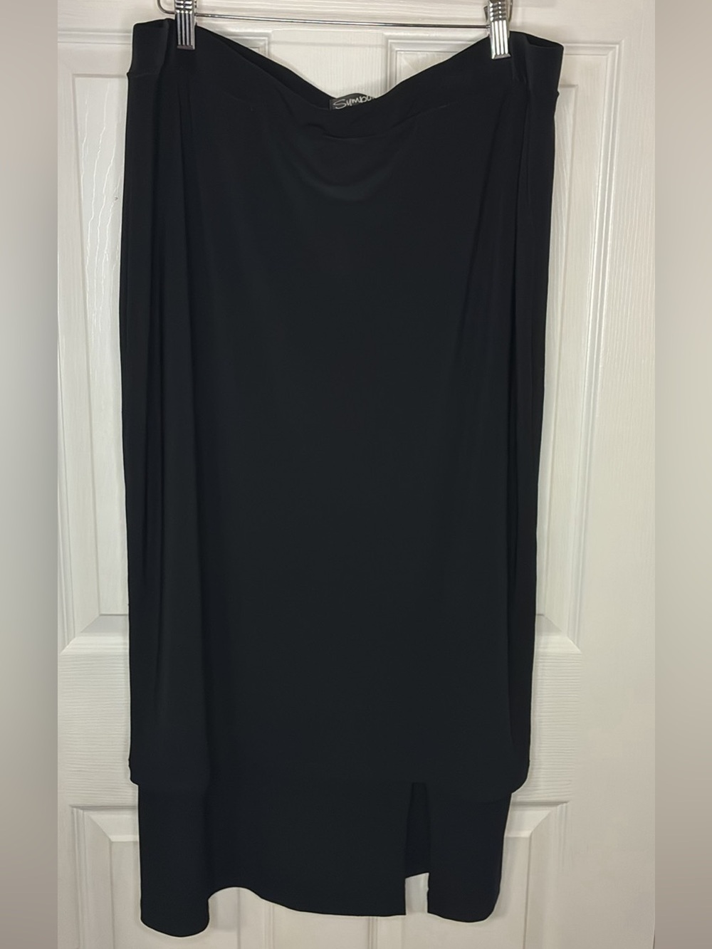 Sympli Black Maxi Skirt with Fluid Drape Made in Canada